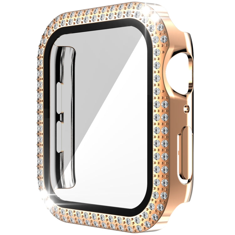 Double-Row Diamond PC+Tempered Glass Watch Case For Apple Watch Series, 6&SE&5&4 40mm, 6&SE&5&4 44mm, 6&SE&5&4 40mm / 3&2&1 38mm