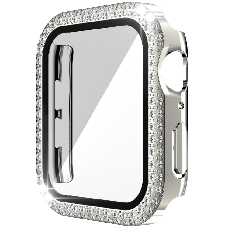 Double-Row Diamond PC+Tempered Glass Watch Case For Apple Watch Series, 6&SE&5&4 40mm, 6&SE&5&4 44mm, 6&SE&5&4 40mm / 3&2&1 38mm