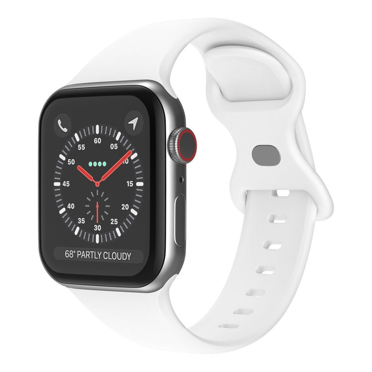 Butterfly Buckle Silicone Watchband, Size: S For Apple Watch Series, 7 41mm / 6&SE&5&4 40mm / 3&2&1 38mm