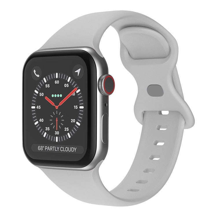 Butterfly Buckle Silicone Watchband, Size: S For Apple Watch Series, 7 41mm / 6&SE&5&4 40mm / 3&2&1 38mm