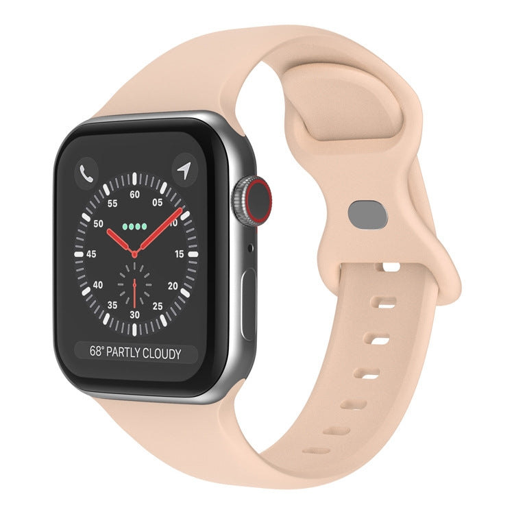 Butterfly Buckle Silicone Watchband, Size: S For Apple Watch Series, 7 41mm / 6&SE&5&4 40mm / 3&2&1 38mm
