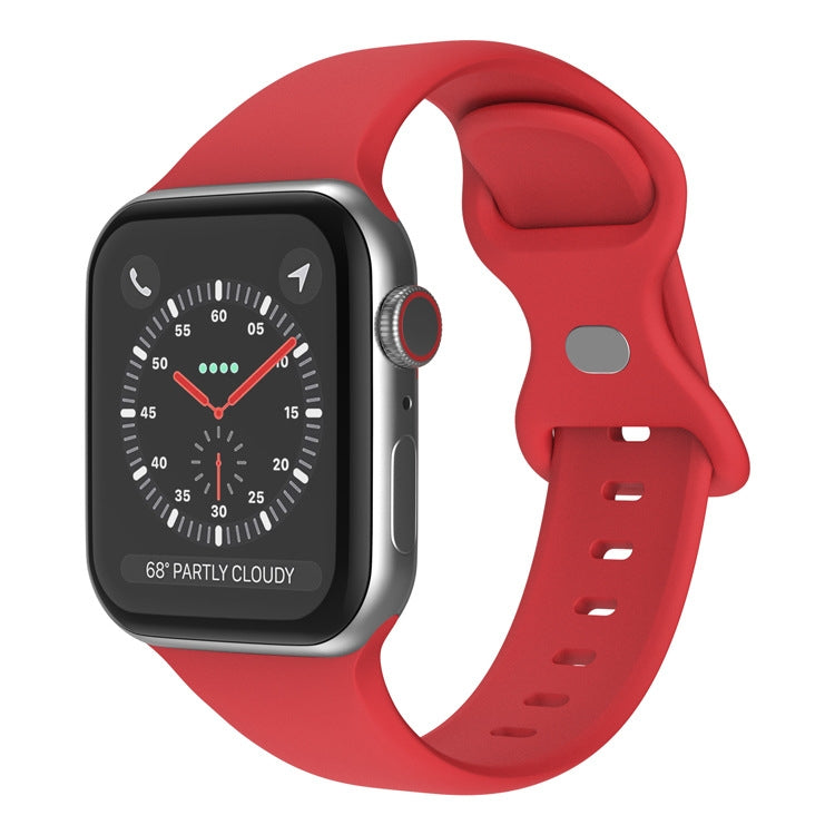 Butterfly Buckle Silicone Watchband, Size: S For Apple Watch Series, 7 41mm / 6&SE&5&4 40mm / 3&2&1 38mm