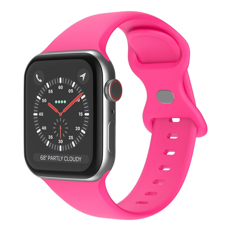 Butterfly Buckle Silicone Watchband, Size: S For Apple Watch Series, 7 41mm / 6&SE&5&4 40mm / 3&2&1 38mm