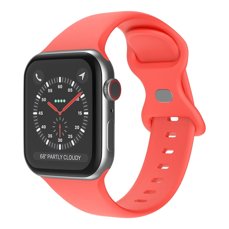 Butterfly Buckle Silicone Watchband, Size: S For Apple Watch Series, 7 41mm / 6&SE&5&4 40mm / 3&2&1 38mm