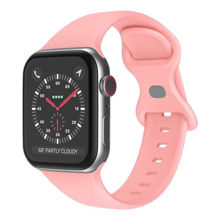 Butterfly Buckle Silicone Watchband, Size: S For Apple Watch Series, 7 41mm / 6&SE&5&4 40mm / 3&2&1 38mm