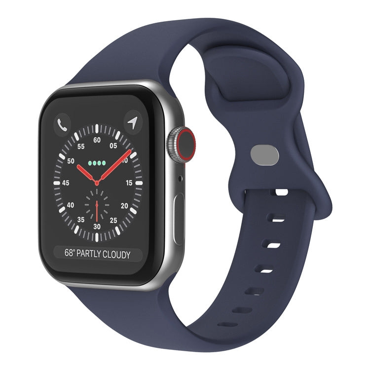 Butterfly Buckle Silicone Watchband, Size: S For Apple Watch Series, 7 41mm / 6&SE&5&4 40mm / 3&2&1 38mm
