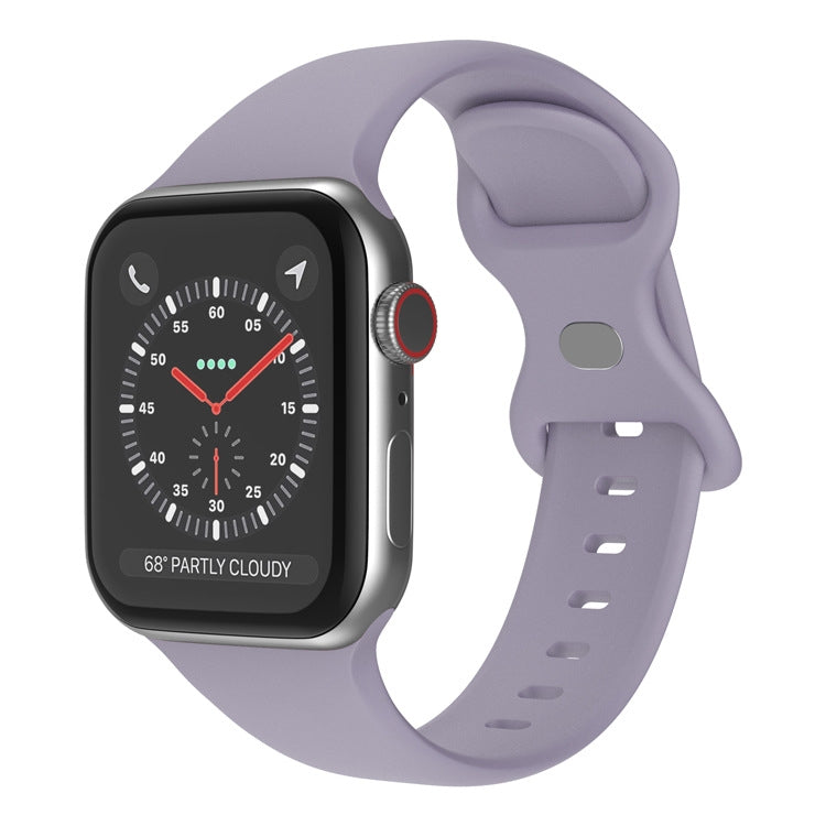 Butterfly Buckle Silicone Watchband, Size: S For Apple Watch Series, 7 41mm / 6&SE&5&4 40mm / 3&2&1 38mm