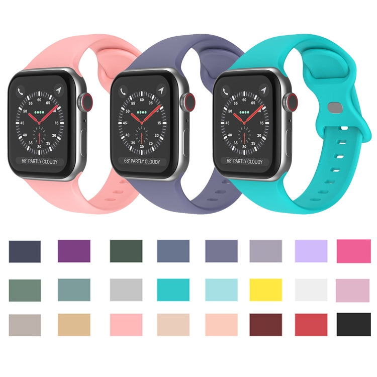 Butterfly Buckle Silicone Watchband, Size: S For Apple Watch Series, 7 41mm / 6&SE&5&4 40mm / 3&2&1 38mm