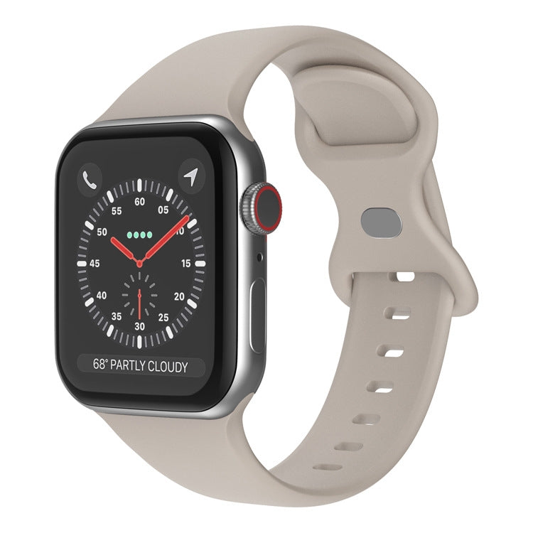 Butterfly Buckle Silicone Watchband, Size: S For Apple Watch Series, 7 45mm / 6&SE&5&4 44mm / 3&2&1 42mm
