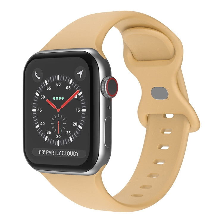 Butterfly Buckle Silicone Watchband, Size: S For Apple Watch Series, 7 45mm / 6&SE&5&4 44mm / 3&2&1 42mm