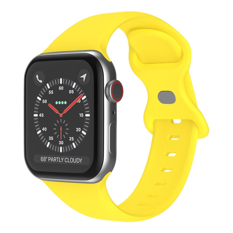 Butterfly Buckle Silicone Watchband, Size: S For Apple Watch Series, 7 45mm / 6&SE&5&4 44mm / 3&2&1 42mm