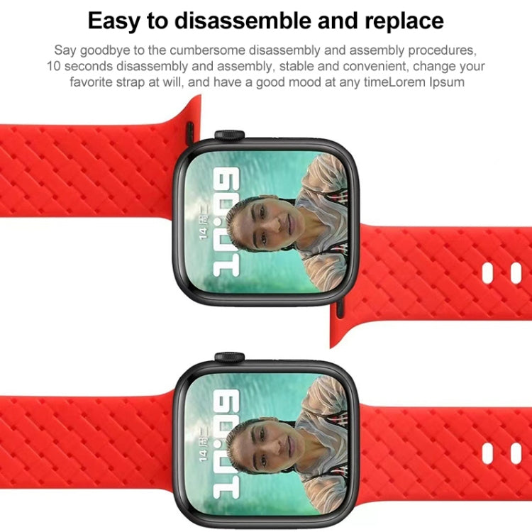 Braided Texture Silicone Watchband For Apple Watch Series, 7 41mm / 6&SE&5&4 40mm / 3&2&1 38mm, 7 45mm / 6&SE&5&4 44mm / 3&2&1 42mm