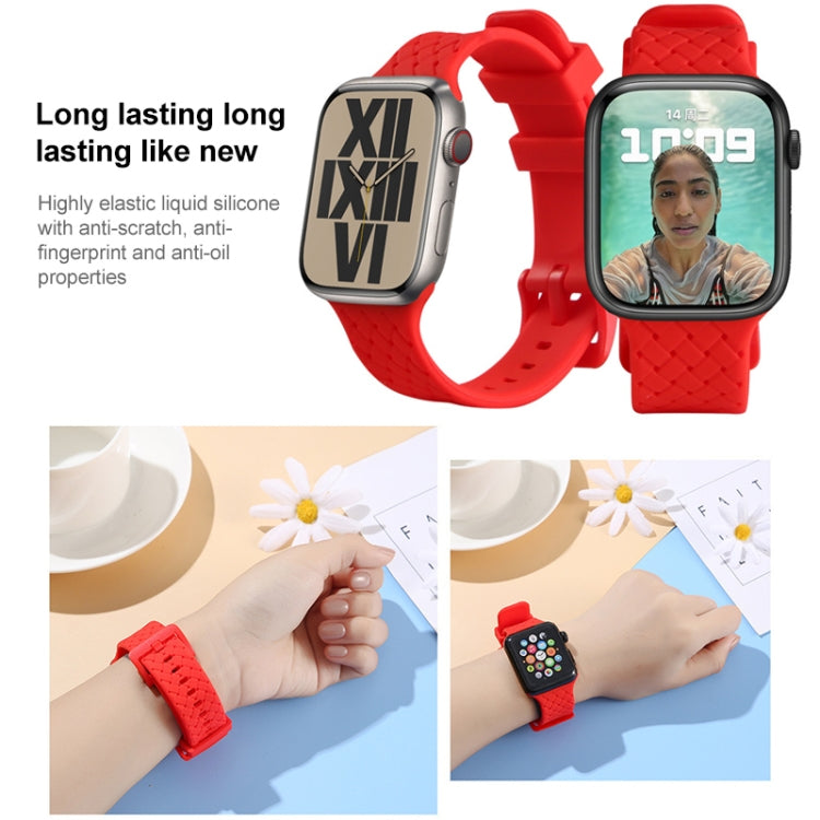 Braided Texture Silicone Watchband For Apple Watch Series, 7 41mm / 6&SE&5&4 40mm / 3&2&1 38mm, 7 45mm / 6&SE&5&4 44mm / 3&2&1 42mm