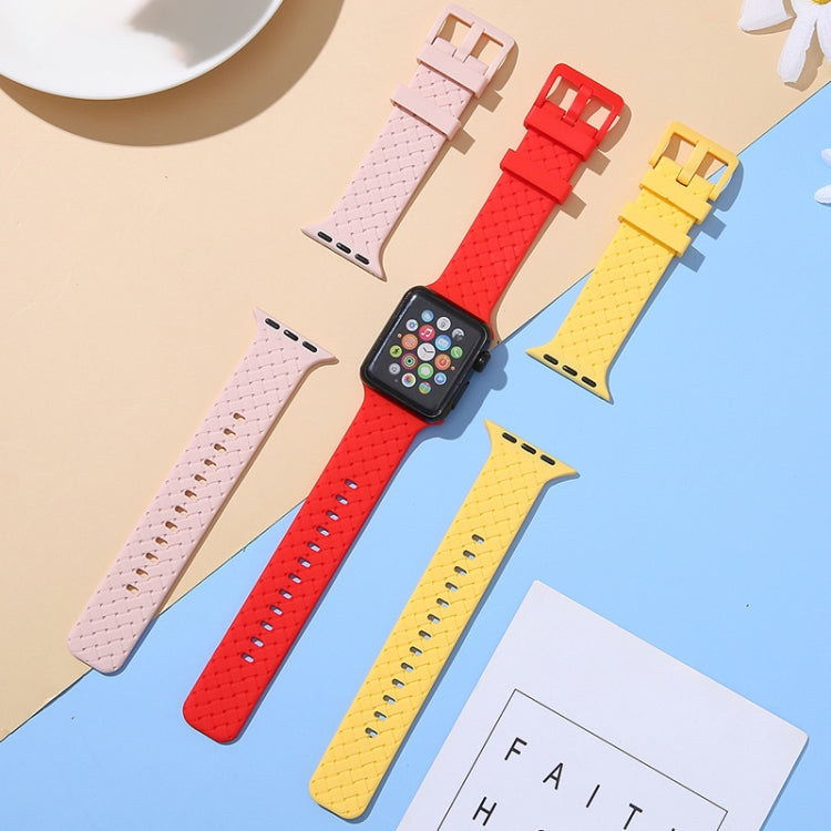 Braided Texture Silicone Watchband For Apple Watch Series, 7 41mm / 6&SE&5&4 40mm / 3&2&1 38mm, 7 45mm / 6&SE&5&4 44mm / 3&2&1 42mm
