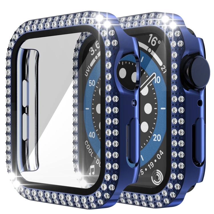 Double-Row Diamond PC+Tempered Glass Watch Case For Apple Watch Series, 3&2&1 38mm, 3&2&1 42mm