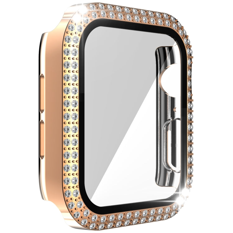 Double-Row Diamond PC+Tempered Glass Watch Case For Apple Watch Series, 3&2&1 38mm, 3&2&1 42mm