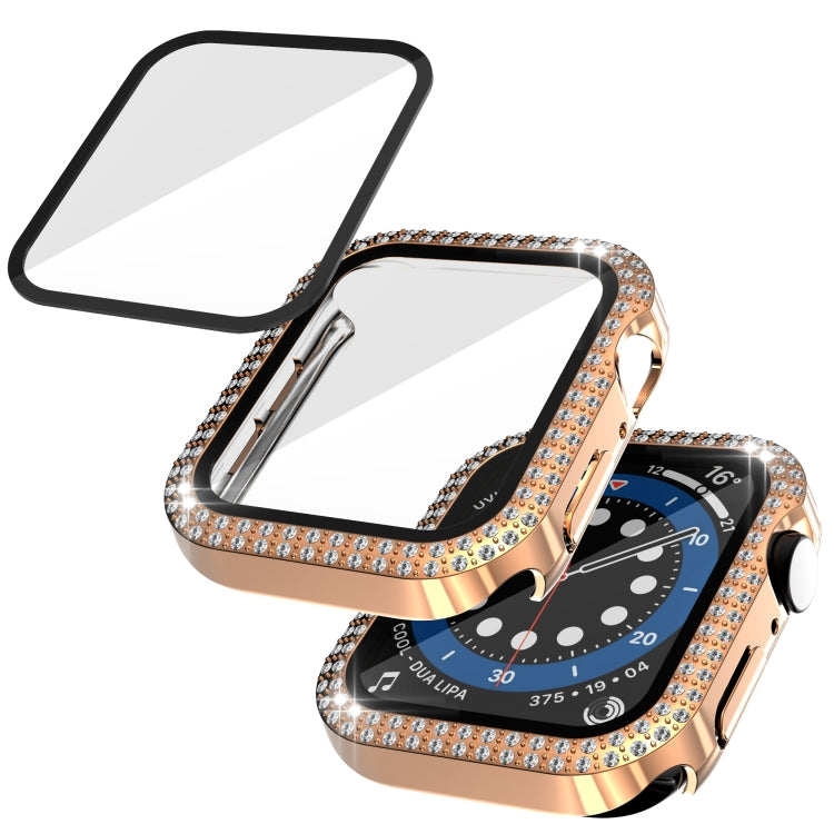 Double-Row Diamond PC+Tempered Glass Watch Case For Apple Watch Series, 3&2&1 38mm, 3&2&1 42mm