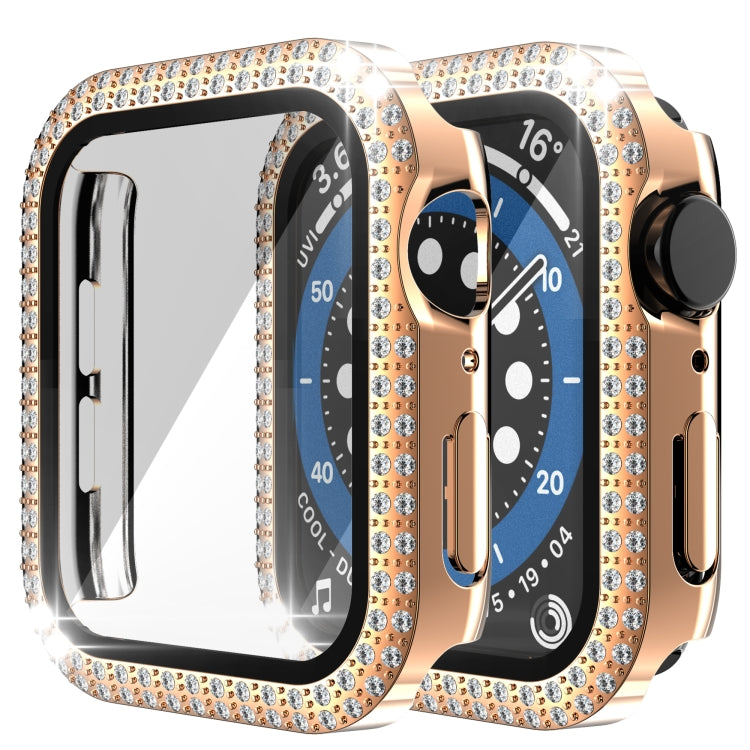 Double-Row Diamond PC+Tempered Glass Watch Case For Apple Watch Series, 3&2&1 38mm, 3&2&1 42mm