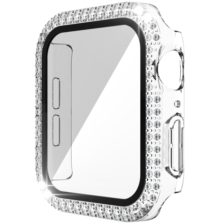 Double-Row Diamond PC+Tempered Glass Watch Case For Apple Watch Series, 3&2&1 38mm, 3&2&1 42mm