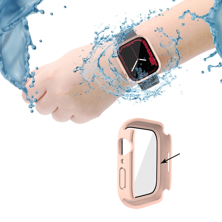 PC + Tempered Glass Film Waterproof Watch Case with Lower Cover For Apple Watch Series, 7 41mm, 7 45mm