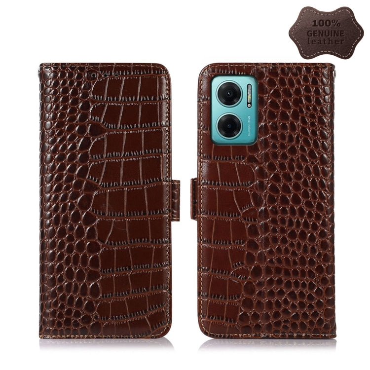 Crocodile Top Layer Cowhide Leather Phone Case, For Xiaomi Redmi Note 11E / 10 5G, For Xiaomi Poco M4 Pro 4G, For Xiaomi Poco X4 Pro 5G