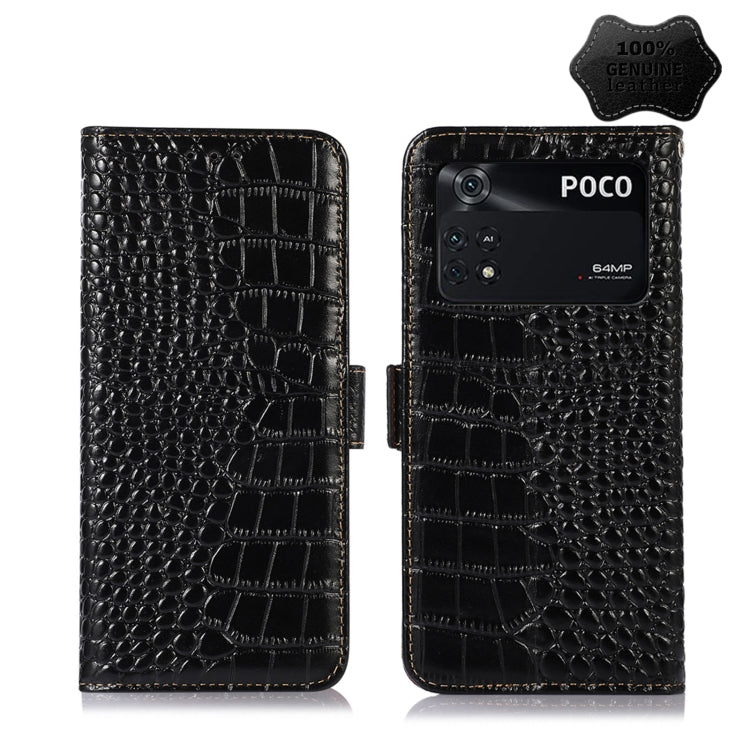 Crocodile Top Layer Cowhide Leather Phone Case, For Xiaomi Redmi Note 11E / 10 5G, For Xiaomi Poco M4 Pro 4G, For Xiaomi Poco X4 Pro 5G
