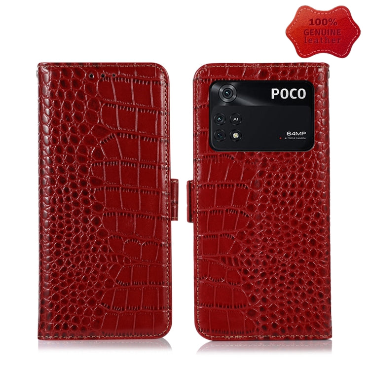 Crocodile Top Layer Cowhide Leather Phone Case, For Xiaomi Redmi Note 11E / 10 5G, For Xiaomi Poco M4 Pro 4G, For Xiaomi Poco X4 Pro 5G
