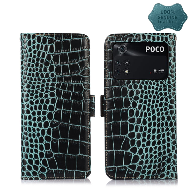 Crocodile Top Layer Cowhide Leather Phone Case, For Xiaomi Redmi Note 11E / 10 5G, For Xiaomi Poco M4 Pro 4G, For Xiaomi Poco X4 Pro 5G