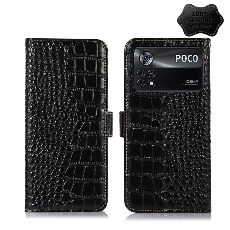 Crocodile Top Layer Cowhide Leather Phone Case, For Xiaomi Redmi Note 11E / 10 5G, For Xiaomi Poco M4 Pro 4G, For Xiaomi Poco X4 Pro 5G