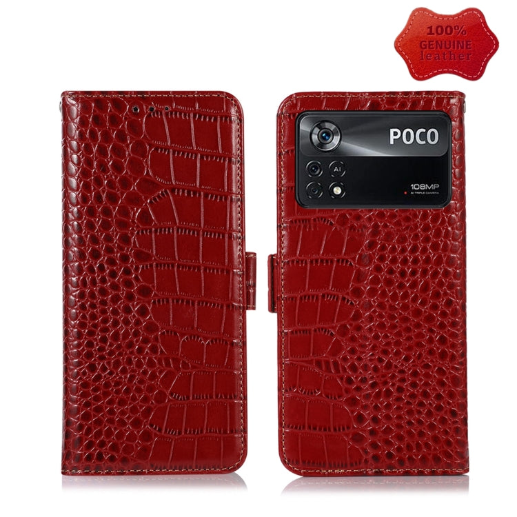 Crocodile Top Layer Cowhide Leather Phone Case, For Xiaomi Redmi Note 11E / 10 5G, For Xiaomi Poco M4 Pro 4G, For Xiaomi Poco X4 Pro 5G