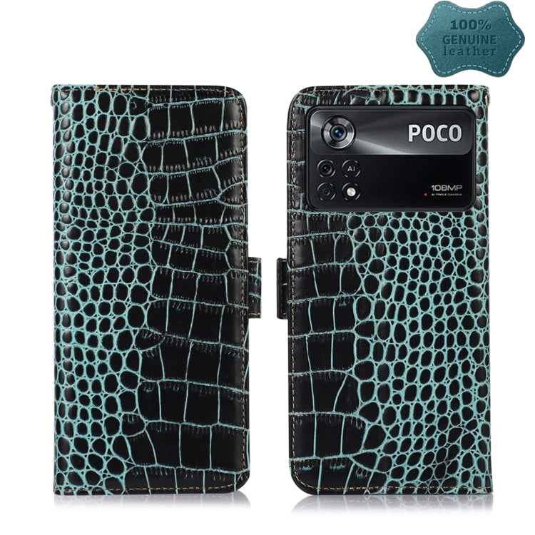 Crocodile Top Layer Cowhide Leather Phone Case, For Xiaomi Redmi Note 11E / 10 5G, For Xiaomi Poco M4 Pro 4G, For Xiaomi Poco X4 Pro 5G