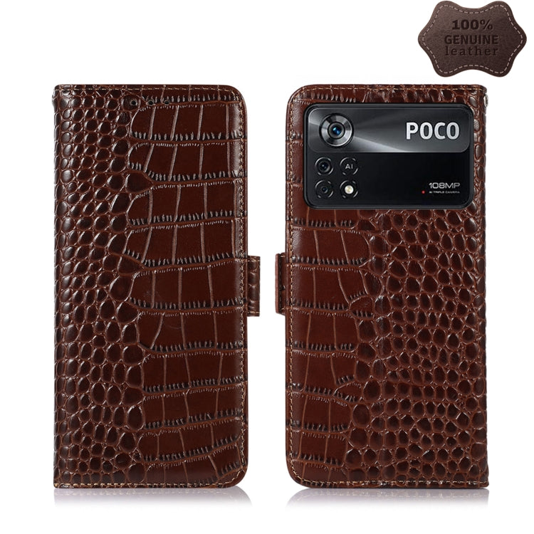 Crocodile Top Layer Cowhide Leather Phone Case, For Xiaomi Redmi Note 11E / 10 5G, For Xiaomi Poco M4 Pro 4G, For Xiaomi Poco X4 Pro 5G