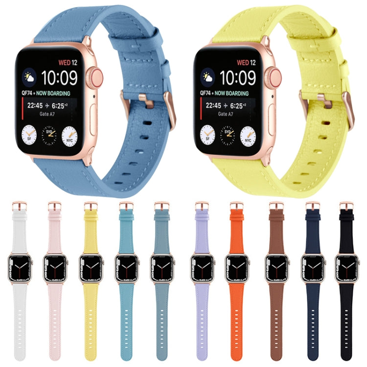 Small Waist Genuine Leather Watchband For Apple Watch Series, 7 41mm / 6&SE&5&4 40mm / 3&2&1 38mm, 7 45mm / 6&SE&5&4 44mm / 3&2&1 42mm