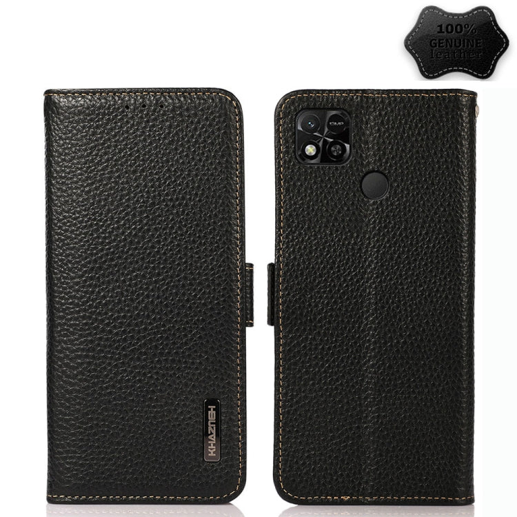 KHAZNEH Side-Magnetic Litchi Genuine Leather RFID Phone Case