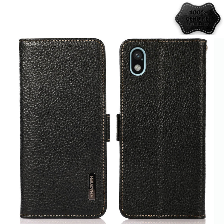 KHAZNEH Side-Magnetic Litchi Genuine Leather RFID Phone Case