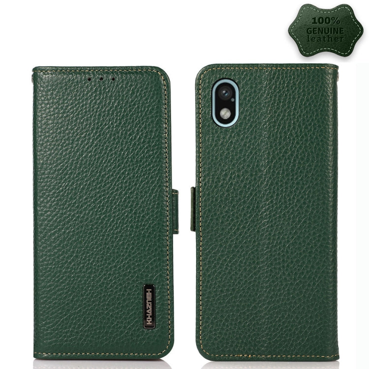 KHAZNEH Side-Magnetic Litchi Genuine Leather RFID Phone Case