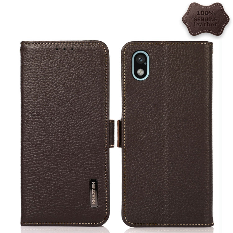 KHAZNEH Side-Magnetic Litchi Genuine Leather RFID Phone Case