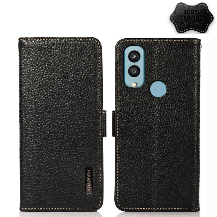 KHAZNEH Side-Magnetic Litchi Genuine Leather RFID Phone Case