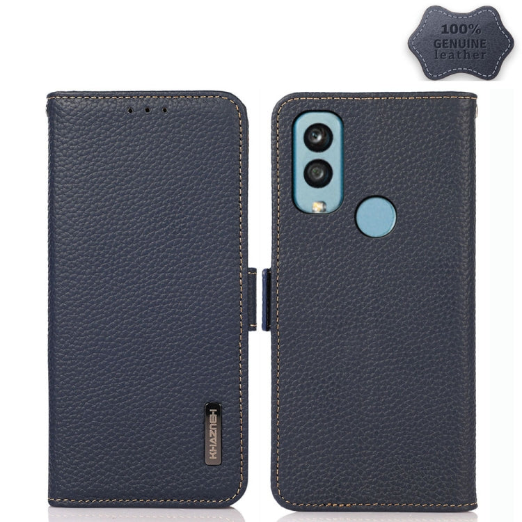 KHAZNEH Side-Magnetic Litchi Genuine Leather RFID Phone Case