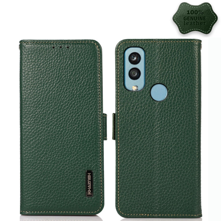 KHAZNEH Side-Magnetic Litchi Genuine Leather RFID Phone Case