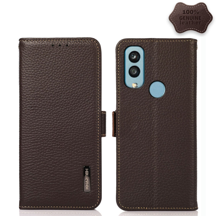 KHAZNEH Side-Magnetic Litchi Genuine Leather RFID Phone Case