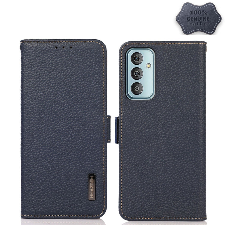 KHAZNEH Side-Magnetic Litchi Genuine Leather RFID Phone Case