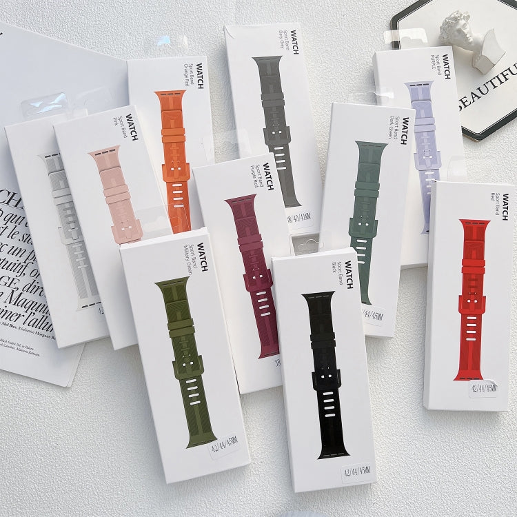 Thread Silicone Watchband For Apple Watch Series, 7 41mm / 6&SE&5&4 40mm / 3&2&1 38mm, 7 45mm / 6&SE&5&4 44mm / 3&2&1 42mm