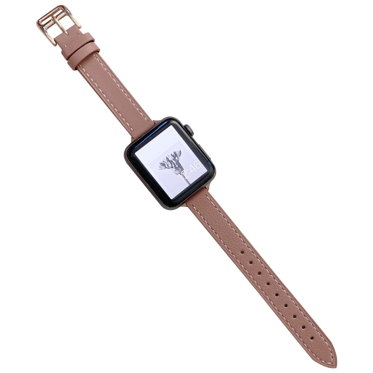 Plain Leather Watchband For Apple Watch Series, 7 41mm / 6&SE&5&4 40mm / 3&2&1 38mm, 7 45mm / 6&SE&5&4 44mm / 3&2&1 42mm