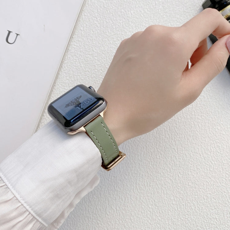 Plain Leather Watchband For Apple Watch Series, 7 41mm / 6&SE&5&4 40mm / 3&2&1 38mm, 7 45mm / 6&SE&5&4 44mm / 3&2&1 42mm