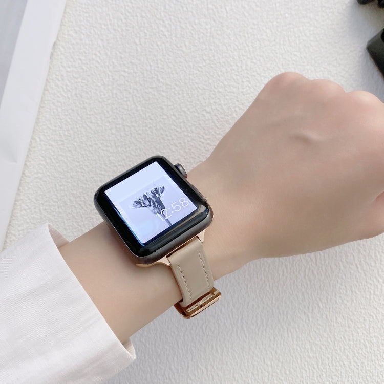 Plain Leather Watchband For Apple Watch Series, 7 41mm / 6&SE&5&4 40mm / 3&2&1 38mm, 7 45mm / 6&SE&5&4 44mm / 3&2&1 42mm