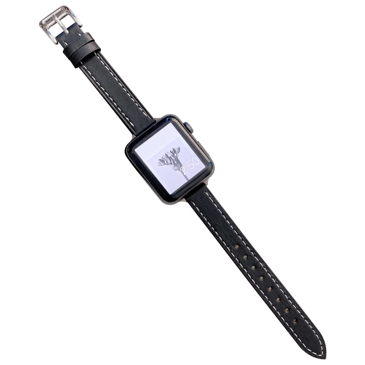 Plain Leather Watchband For Apple Watch Series, 7 41mm / 6&SE&5&4 40mm / 3&2&1 38mm, 7 45mm / 6&SE&5&4 44mm / 3&2&1 42mm