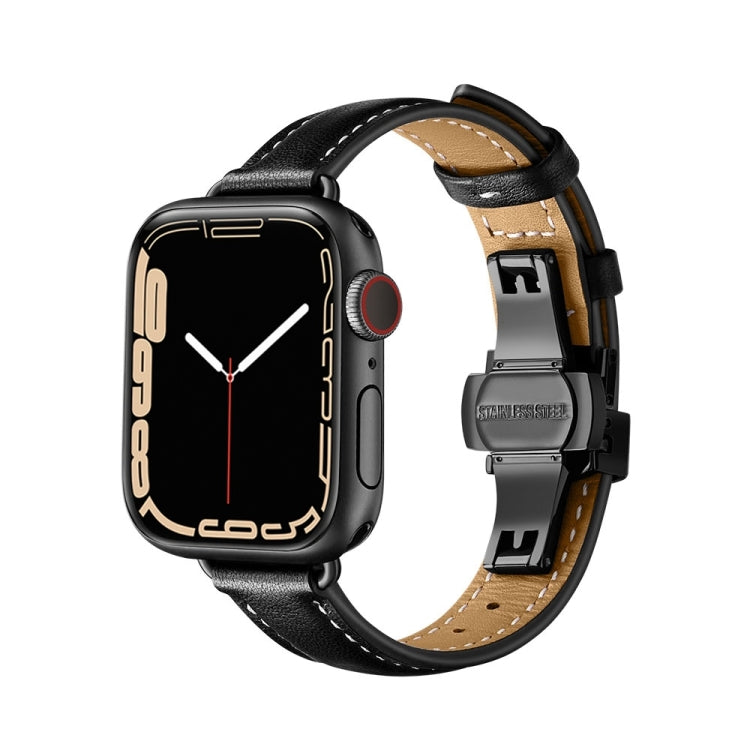 Slimming Butterfly Buckle Watchband For Apple Watch Series, 7 41mm / 6&SE&5&4 40mm / 3&2&1 38mm, 7 45mm / 6&SE&5&4 44mm / 3&2&1 42mm