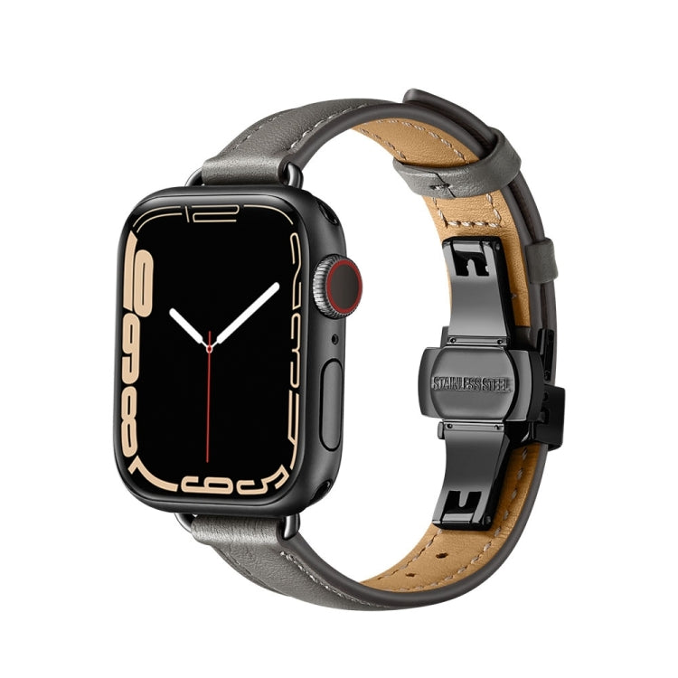 Slimming Butterfly Buckle Watchband For Apple Watch Series, 7 41mm / 6&SE&5&4 40mm / 3&2&1 38mm, 7 45mm / 6&SE&5&4 44mm / 3&2&1 42mm