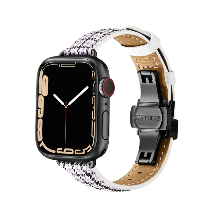 Slimming Butterfly Buckle Watchband For Apple Watch Series, 7 41mm / 6&SE&5&4 40mm / 3&2&1 38mm, 7 45mm / 6&SE&5&4 44mm / 3&2&1 42mm